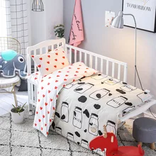 3 шт., комплект для детской кроватки из чистого хлопка, мягкий милый комплект постельного белья с рисунком животных, включает в себя наволочку, простыню, пододеяльник без наполнителя