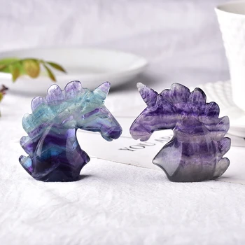 

1PC Natural Crystal Fluorite Unicorn Reikit Quartz Healing Stone Home Decoration Fengshui Meditation Stone Collection DIY Gift