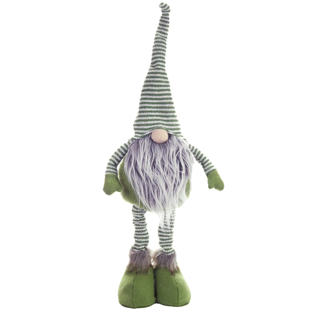 Эльф Праздничная Рождественская Кукла полосатый домашний стол Gnome украшение плюшевые детские игрушки Безликий шведский подвесной орнамент - Цвет: Зеленый