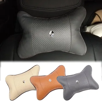 

Car Neck Pillows Leather Breathable Mesh Auto Car Neck Rest Headrest For Renault duster megane 2 logan renault clio car styling
