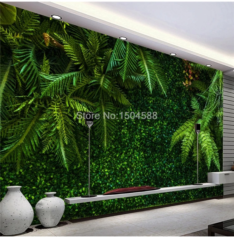 Пользовательские 3D обои тропический лес зеленые листья фрески Ресторан Кафе Гостиная ТВ домашний Декор Фон настенная живопись фрески