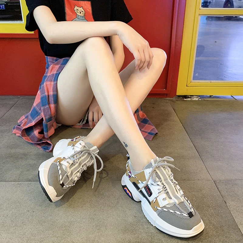 2019 г. Новые Модные Удобные Кроссовки Женская обувь Dorky dad дышащие ботинки с