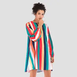 Closeout EBay AliExpress 2019 весеннее модное тонкое Полосатое платье с длинными рукавами и v-образным вырезом JR3741