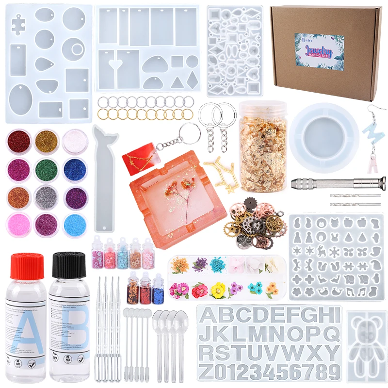 Goodyking Resin Jewelry Making Starter Kit - Resin Kits for Beginners with Molds and Resin Jewelry Making Supplies - Silicone Casting Mold, Tools Set