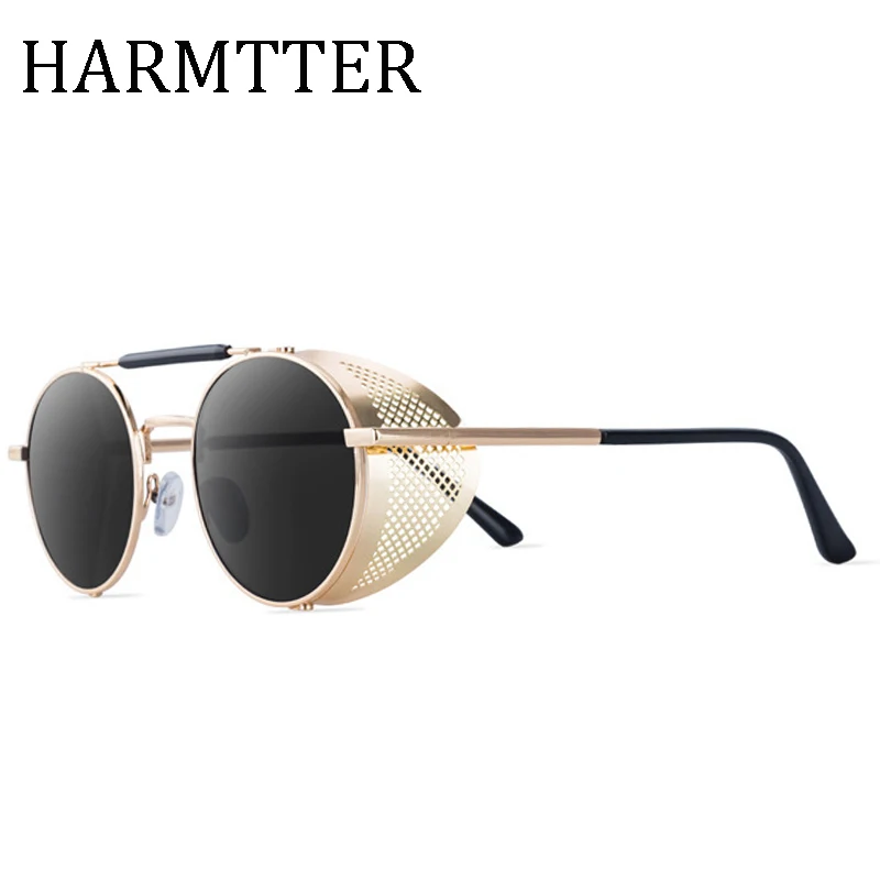 

fashion brand Designer Retro Steampunk Sunglasses Round Steam Punk Metal Shields Sunglasses Men Women UV400 Gafas de Sol