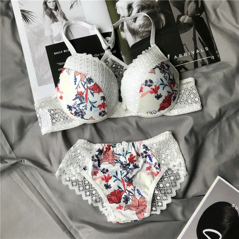 Sexy 3/4 Cup lace bra set women push up bra set sexy lace briefs lingerie underwear set bra panty sets Bra & Brief Sets