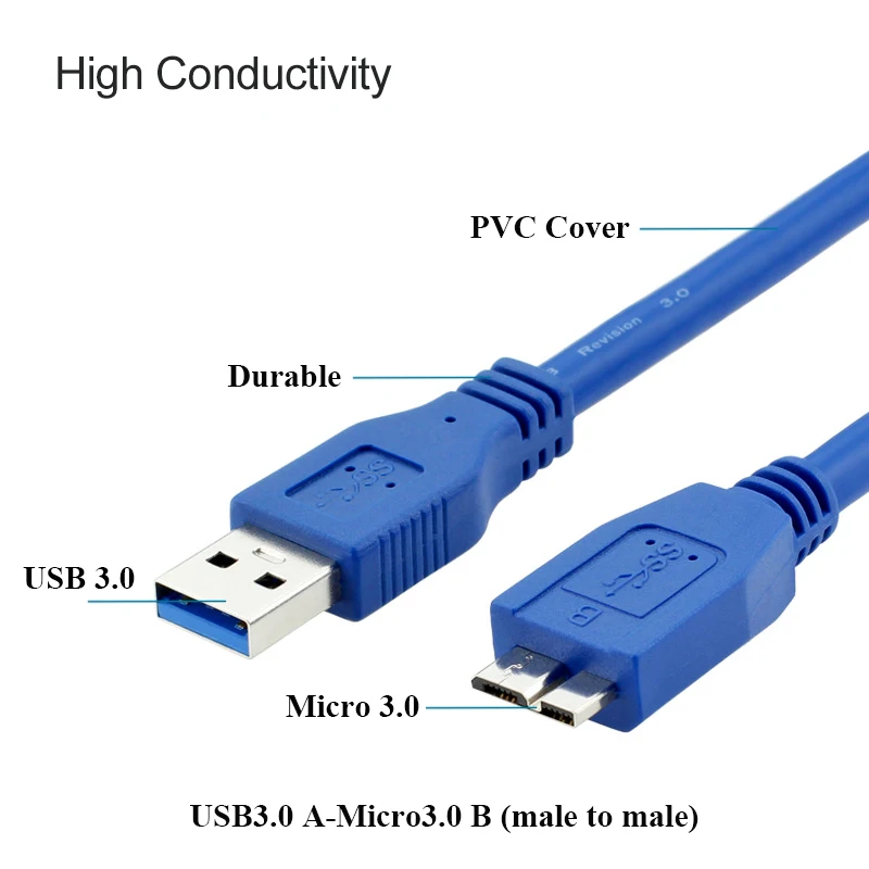 USB 3 0 штекер A к Micro B Кабель для передачи данных Шнур высокоскоростной внешний