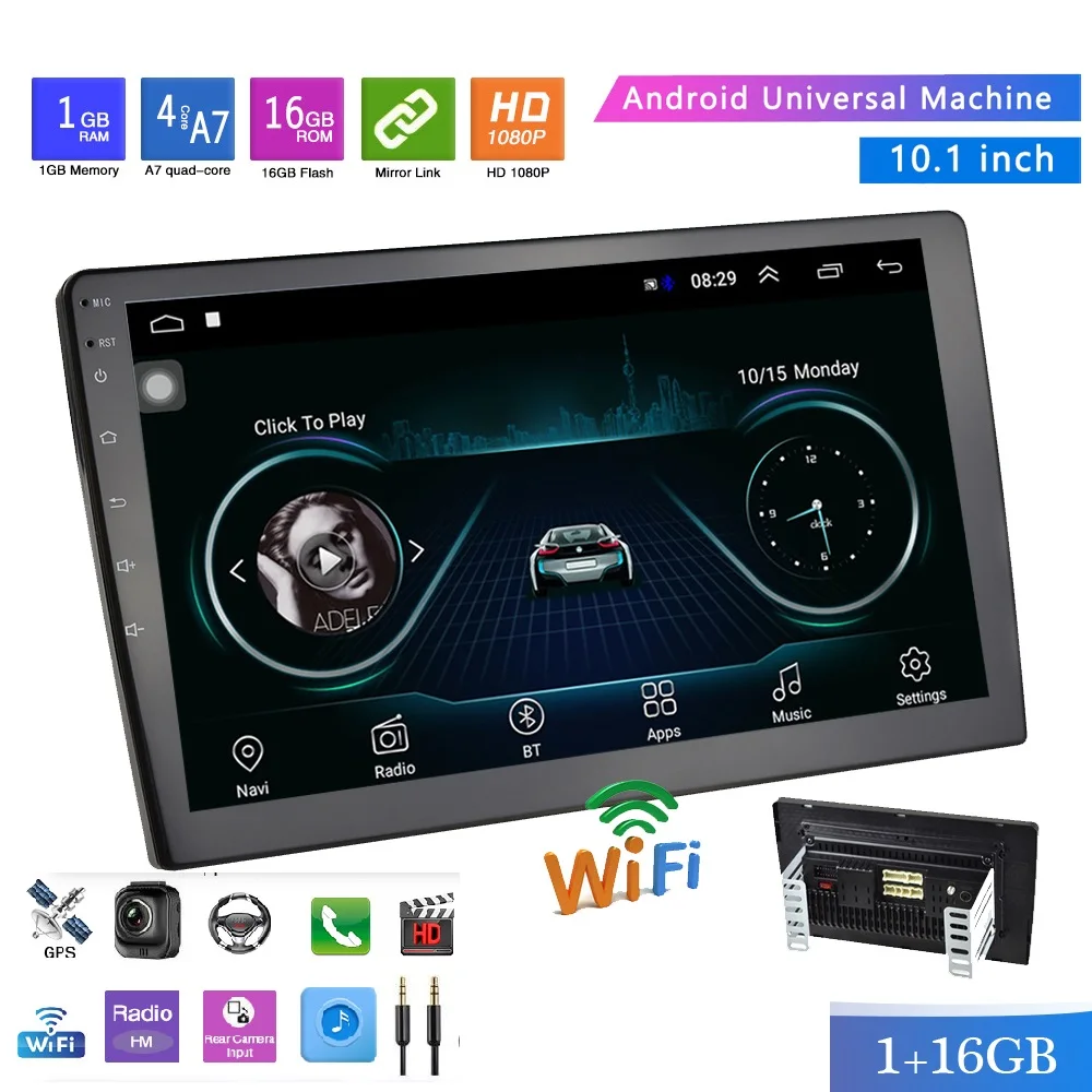

10.1" Car Multimedia Player GPS Navigation with MAP 1G+16G Android Mirrorlink FM Radio Bluetooth WIFI MP5 MP4 Player Rear Camera