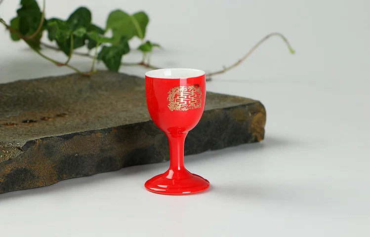 Китайский традиционный свадебный приданый Красный Свадебный Праздничный фарфоровый винный набор тост чашка керамический подарок крестообразное вино
