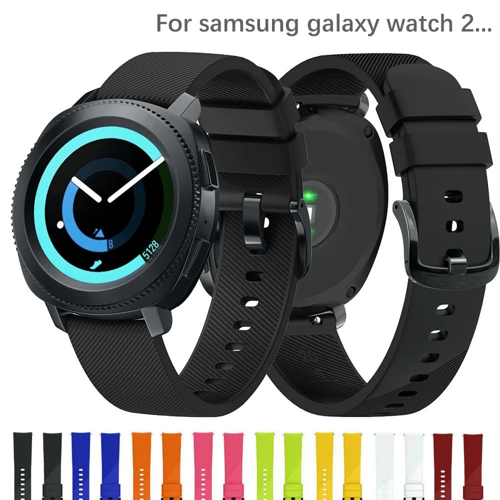 20 мм ремешок для часов samsung galaxy watch active 2 gear S2 42 мм спортивный силиконовый браслет correa pulseira аксессуары для часов