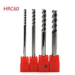 1 pc End Mill 3mm 4mm 5mm 6mm HRC60 3Flute Extra Long Solid Carbide  Aluminum Cutter CNC Lathe Milling Cutter Tools