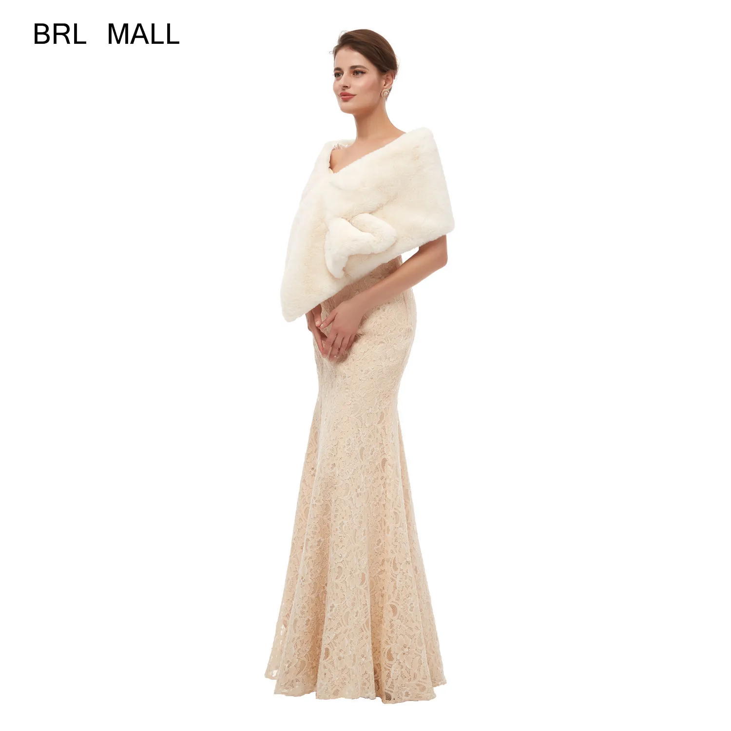 BRL MALL 155*45 см размера плюс женская меховая Наплечная накидка Свадебные Шали накидка из искусственного меха свадебное пальто Шраг Boleros PJ19201