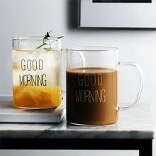 1 шт. милые эко-Стекло чашка для завтрака с ручкой Кофе Чай молоко сок йогурт Творческий доброе утро кружка подарки для вечерние
