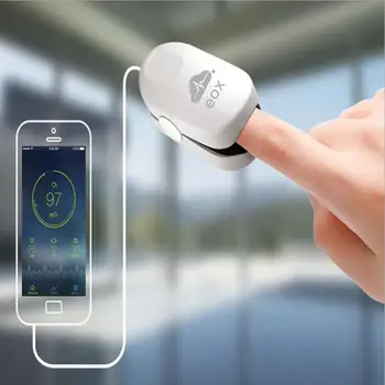 

APP Finger Clip Oximeter Monitors Blood Oxygen Heart Rate, Suitable for iPhone Android Phone Data Storage and Upload