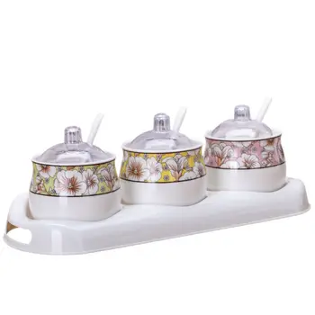 

Ceramic Seasoning Pot Seasoning Box Seasoning Box Seasoning Pot Bottle Seasoning Box Salt Shaker Combination Set Spice Box