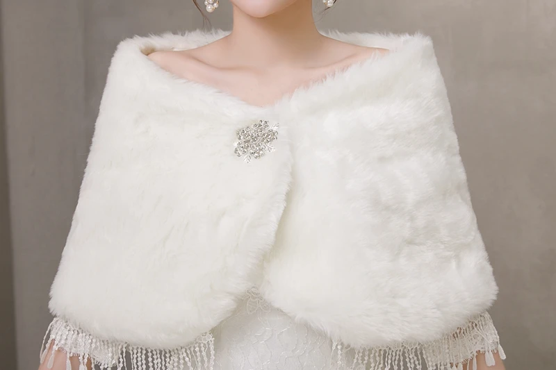 Ivory Women Fur Shawl Wedding Wraps Formal Dress Cheongsam Married Outerwear Bridal Cape Autumn Winter Jacket Bolero 2019 New