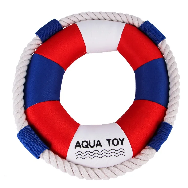 l Собака плавательный кольцо с игрушки-пищалки с мягкий хлопковый шнурок игрушки для домашних животных, для собак жевание кусая игрушка для собак - Цвет: l