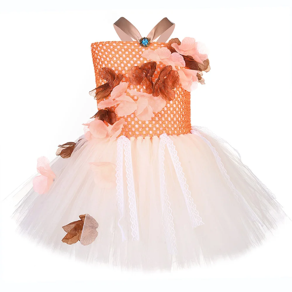 Maple Leaf Girls Fall Dress Birthday Party Role Play Moana Clothes Kids Knee Length Tulle Tutu Lace Princess | Детская одежда и
