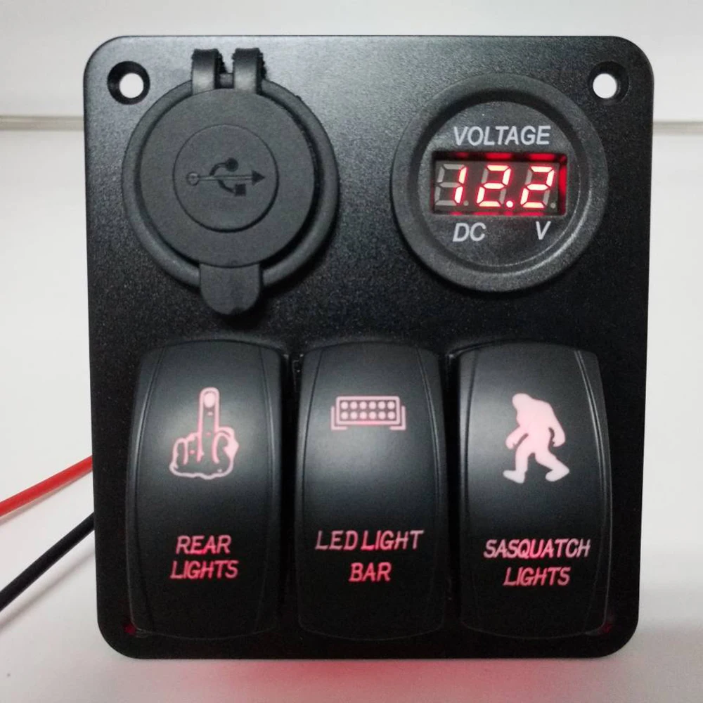 3 Gang кулисный переключатель Панель Dual USB Зарядное устройство Универсальный Водонепроницаемый Чехол встроенный светодиодный индикатор автомобиля Настенные Переключатели Реле