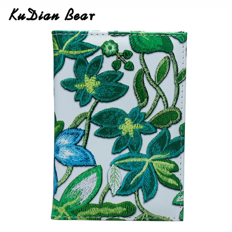 KUDIAN BEAR Women Passport Cover Travel Flower Printing PU Leather Card Holder Ladies Case Porte Carte BIY041 PM49 |