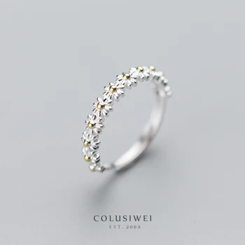 

Colusiwei AuthenticSterling Silver 925 Gold Color Blossom Daisy Flower Adjustable Finger Rings for Women Jewelry Accessories