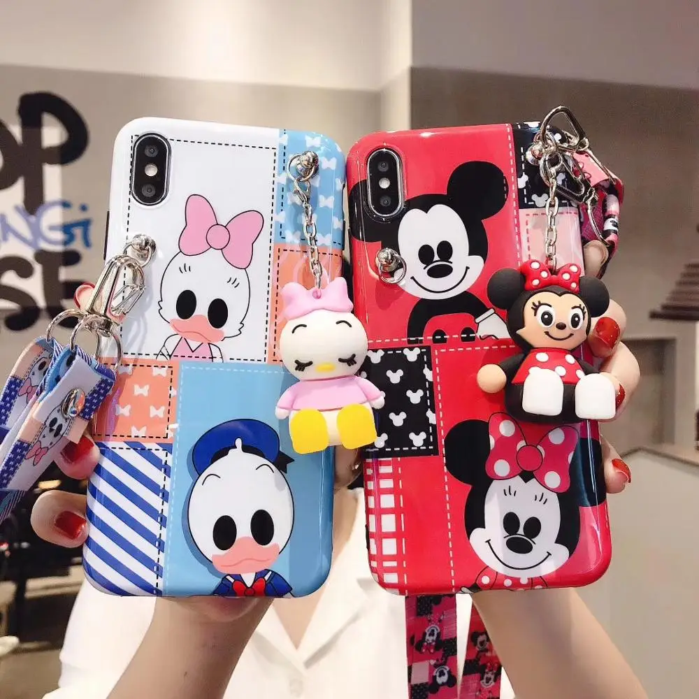 Мультяшная Подвеска со шнурком чехол для iPhone11 pro 6 6s 7 8Plus Роскошный из мягкого ТПУ