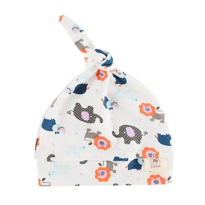 Красивые шапочки с бантиком для новорожденных мальчиков и девочек; хлопковые шапочки для сна с животными; доступно в 8 цветах; аксессуары для малышей