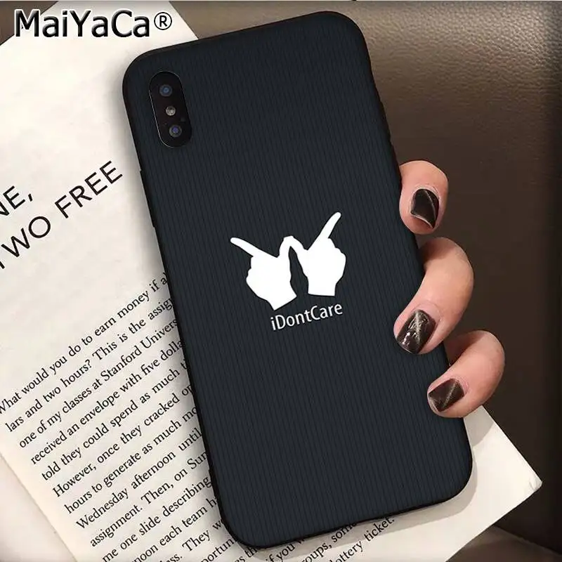 A12 MaiYaCa I don't care Text TPU Мягкий силиконовый чехол для телефона iPhone 11 pro XS MAX 8 7 6S Plus X 5 5S SE XR чехол - Цвет: A12