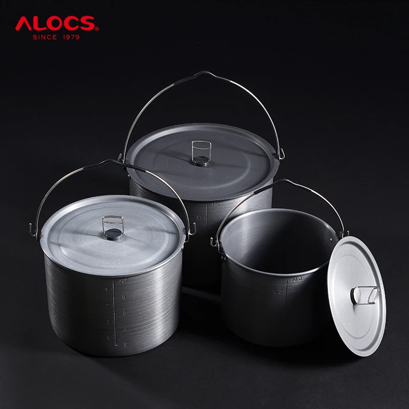 ALOCS CW-RT01 휴대용 야외 캠프파이어 캠핑 삼각대, 알루미늄 합금 스틸, 피크닉 걸이식 냄비, 바베큐 파티용, 6.5L, 10.5L, 15L