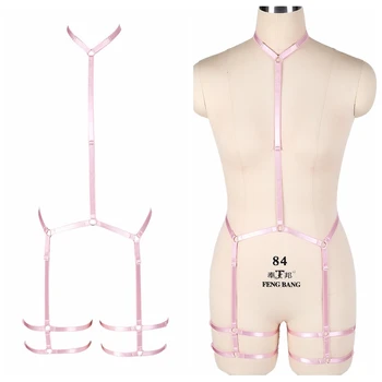

Simple Style Harness Belt Neck Top Caged Body Pink Strappy Waist Garter Women Hollow Out Punk Balls Rave Plus Size Elastic Bra