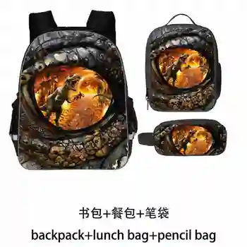 

Jessi Dinosaur Backpack For Boys Girls Schoolbags Teens School Bags Students Back to School Gift 3pcs Set Mochila With Lunch Bag