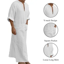 Свободное однотонное свободное винтажное платье-кафтан с длинным рукавом, одежда Elbise, новинка, мужское платье, традиционные мужские этнические халаты