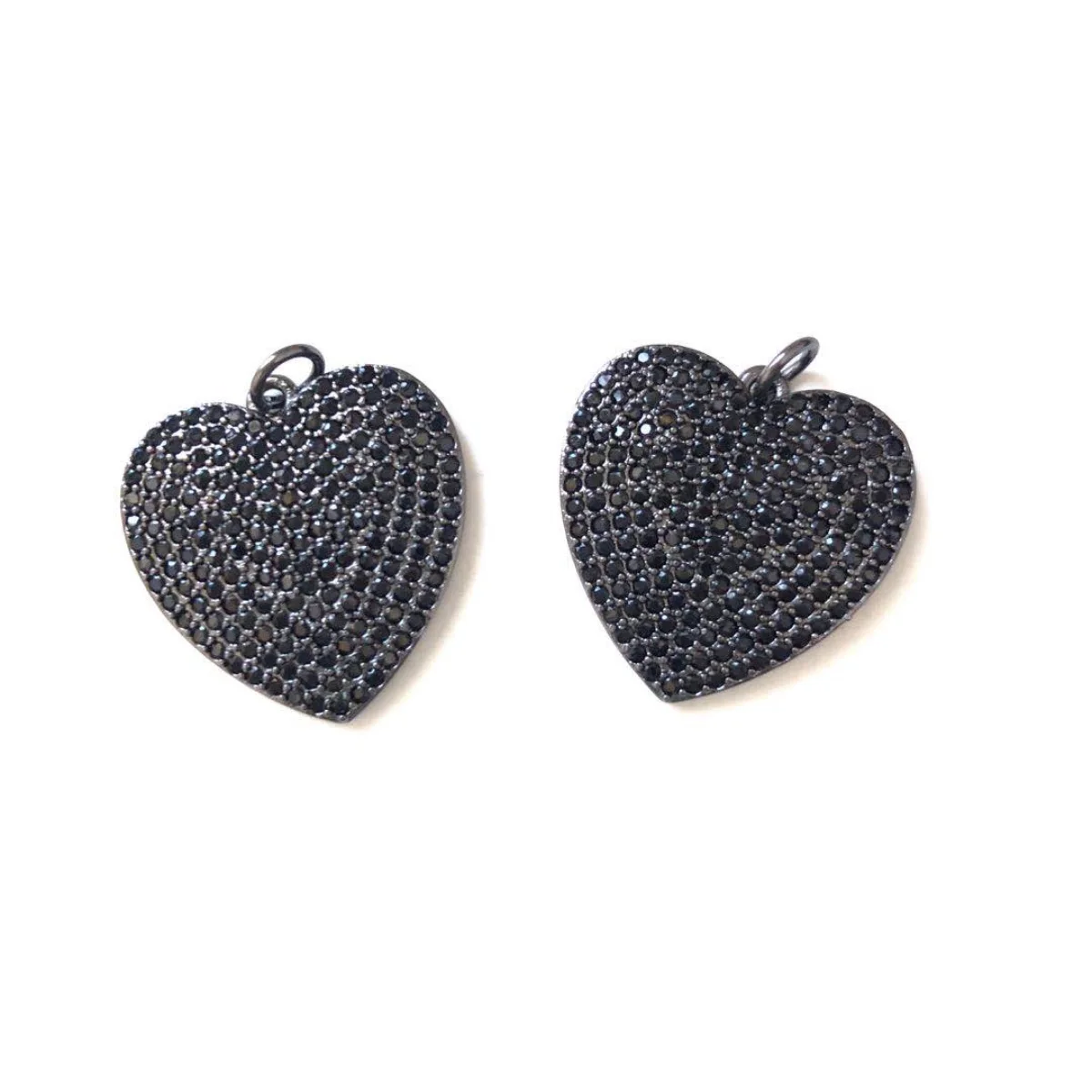 5pcs Heart Charm Pendant for Women Bracelet Necklace Making Cubic Zirconia Copper Clear Black Rhinestone Paved Jewelry Accessory
