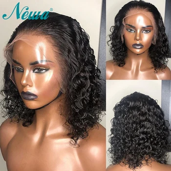 

Newa Hair Curly Full Lace Human Hair Wigs With Baby Hair Pre Plucked Short Full Lace Bob Wig For Black Women Brazilian Remy 150%