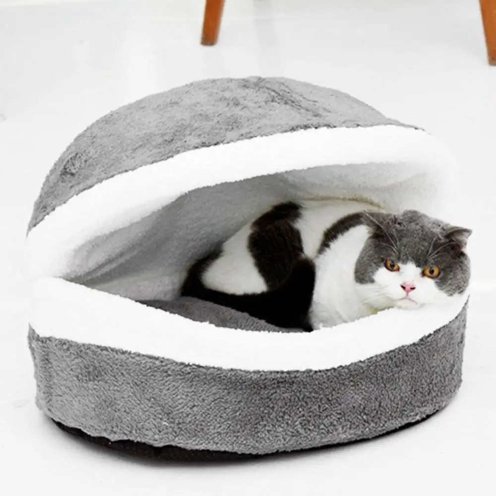 

Removable Hamburger shape Cat Beds Pet kitten Litter Shell Windproof Nest Thermal Hiding Burger House Soft Plush House