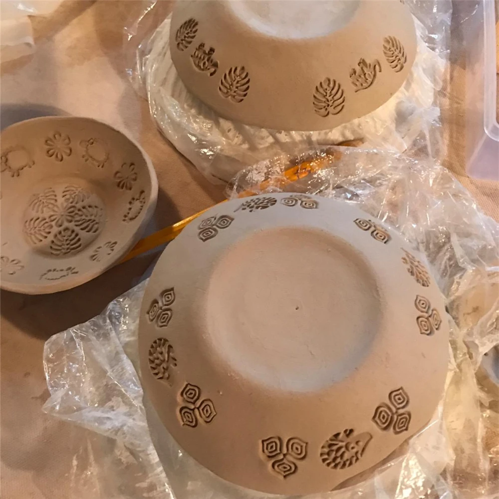 Pottery Embossing Tool Wood Texture Block Stamp For Polymer Clay