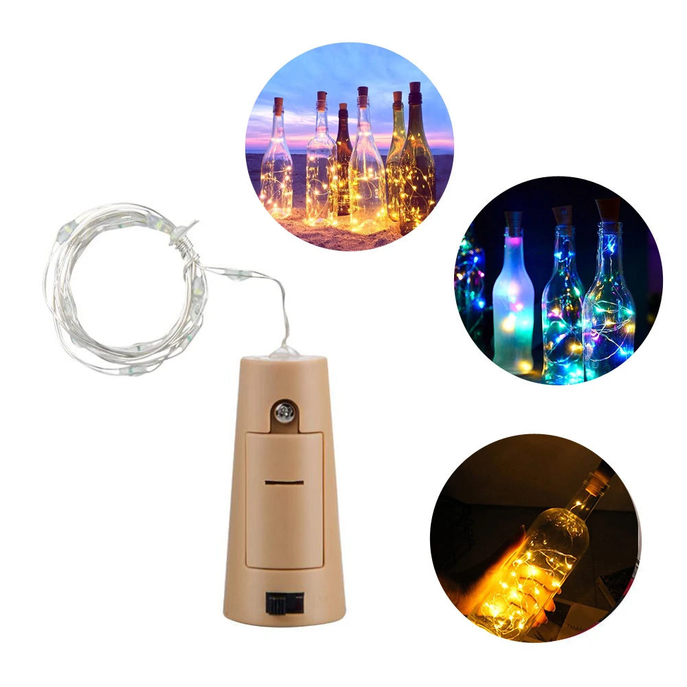 

2M 20 LEDS Wine Bottle Lights With Cork Garland Bottle Copper Wire Flexible Fairy String Lights for Christmas Wedding Party