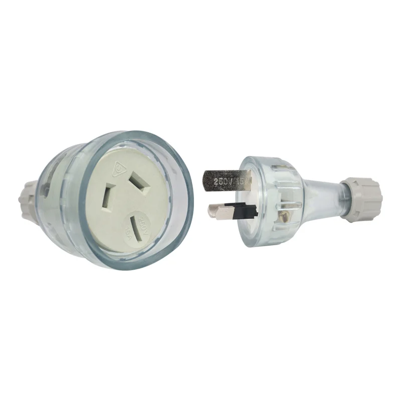 AU NZ Plug Assembled Rewireable Female Male Plug Socket 3 Prong Electrical AC Extension Cord Grounded Rewire Socket SAA plug adapter power cord