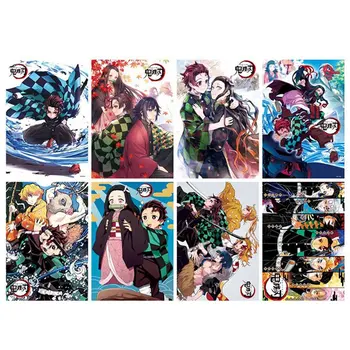 

8Pc Vintage Posters Demon Slayer Kimetsu no Yaiba Anime Poster Wall Art Retro Poster Painting Decoration