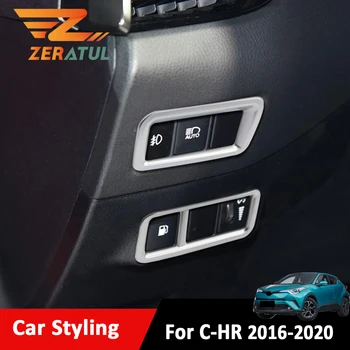 

Zeratul Car Fog Lights Switch Cover Tank Button Trim for Toyota C-HR CHR 2016 - 2020 Headlight Switch Circle Sticker Accessories