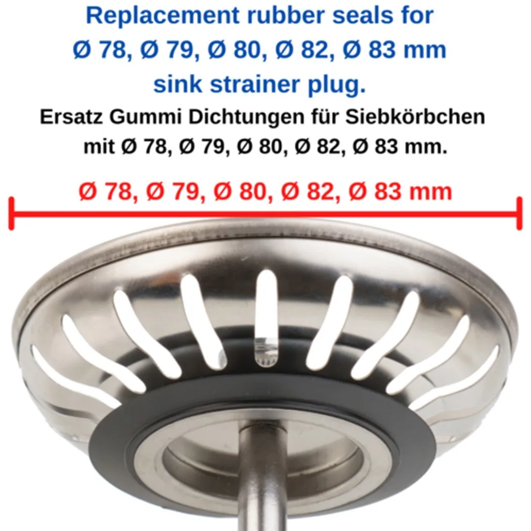 5Pcs Rubber Seal Washer Gasket For Franke Basket Strainer Plug For 78 79 80 82 83mm Kitchen Sink Drain Rubber Gasket Rubber Seal
