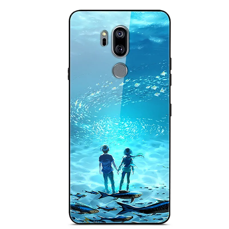 04 Для LG G7 чехол thinq жесткий стеклянный чехол для телефона чехол для Funda LG G7 LGG7 Чехол Мягкий ТПУ бампер закаленное для LG G 7 G710 6,1'' - Цвет: 04