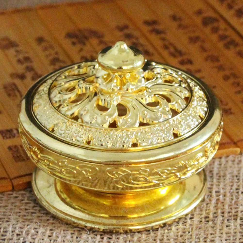 Gold Держатель для сброса давления, для гостиной, портативный, тибетский, буддийский, для йоги, домашний декор, курильница, для чая, жаровня, ароматерапия, сплав цинка - Цвет: Gold