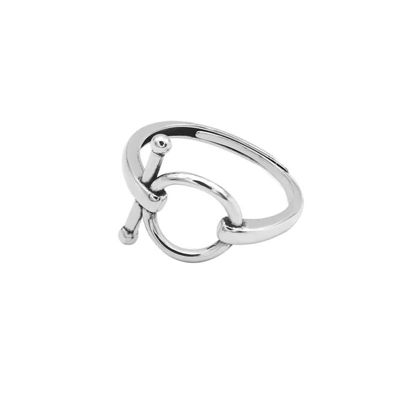 LKO Simplicity Geometry Circular 925 Sterling Silver Ring Vintage Punk Rings for Women Men Party Jewelry Ornaments Adjustable - Image 6