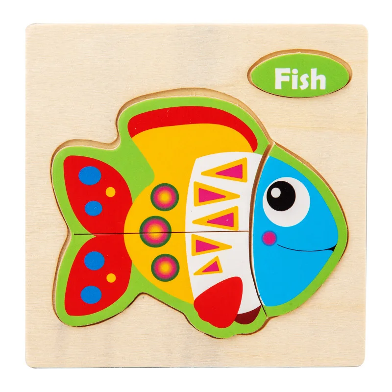 Miniature 3D Wooden Cartoon Animal Puzzle Board for Kids - Early Learning Educational Toy Gift