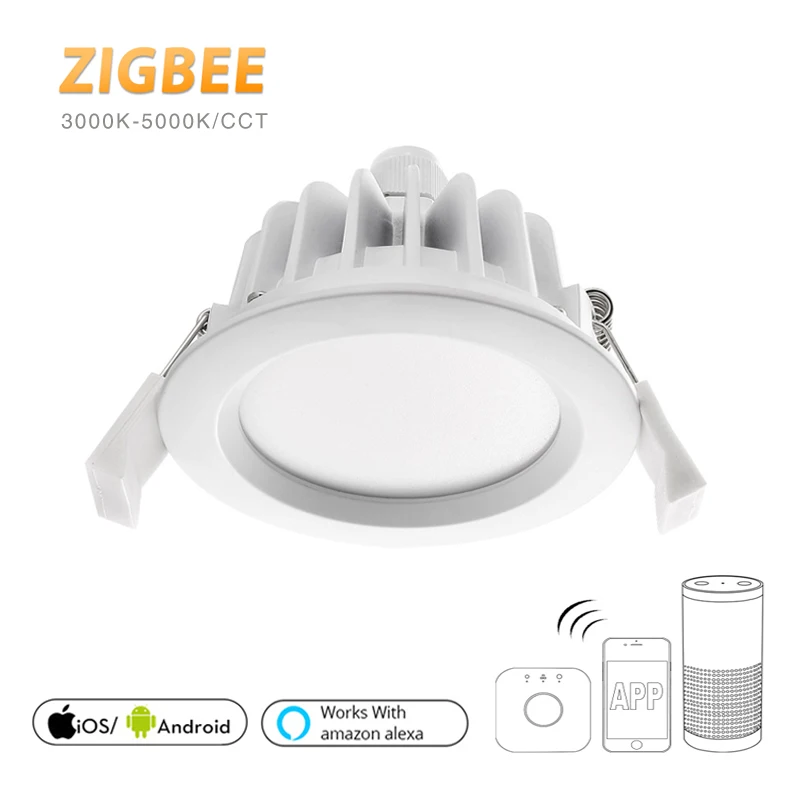 Zigbee умный CCT Точечный светильник MP приложение управления 230 В 9 Вт утопленные потолочные светильники IP65 Светодиодный светильник для ванной комнаты работает с Amazon Alexa