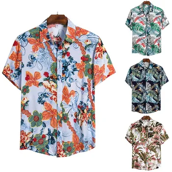

Oeak Fashion Floral Hawaiian Shirt Men Casual Beach Shirt 2020 Summer Short Sleeve Mens Party Holiday Chemise Mens Shirt Tops