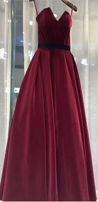 Picture Color Длинные Дешевые выпускные платья Burgundy с черным пояском трапециевидной формы Vestido De Formatura полной длины для выпускного вечера распродажа платьев - Цвет: Picture Color