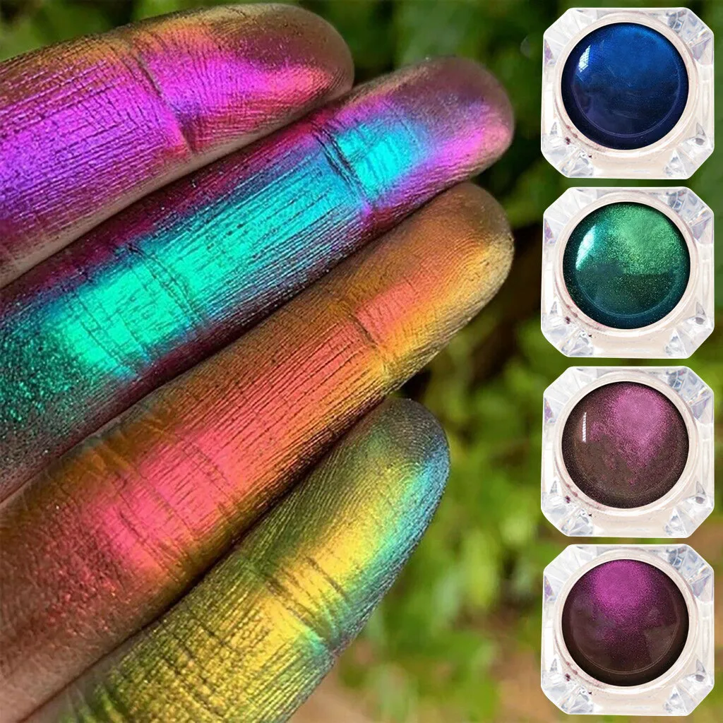 4 Color Chameleon Eye Shadow Pigment Long Lasting Bright Shiny Glitter Eyeshadow Powder Multi-Chrome Shade Shifting Pigments 4 Color Chameleon Eye Shadow Pigment Long Lasting Bright Shiny Glitter Eyeshadow Powder Multi-Chrome Shade Shifting Pigments