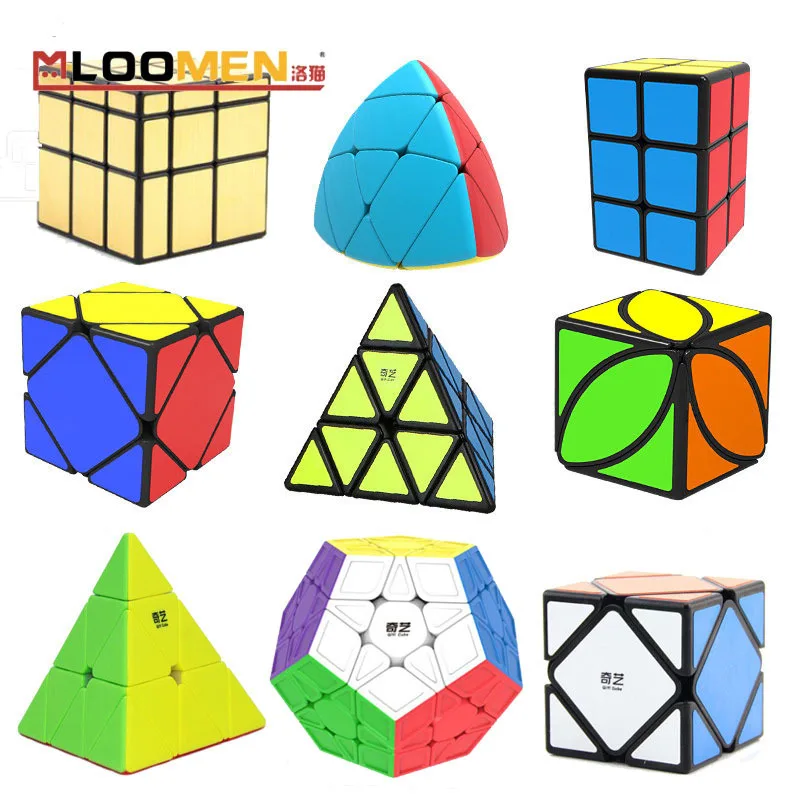 XMD Abnormity Cube набор пять магических кубиков Пирамида рампа поворот кленовый лист рисовый пельмень кубик Рубик головоломка волшебный куб мульти